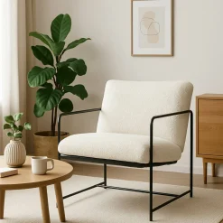 Poltrone|Poltroncine > Dmora Poltrona Braccioli Peso Supportato 120 kg 61x67x75h cm, Materiale Struttura in Metallo - Appare Bianco