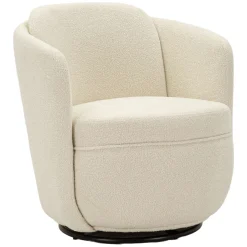 Poltrona Bianco Crema Nero Base Girevole Braccioli 70x72x75h cm, Materiale Struttura in Legno Nobilitato - Morond