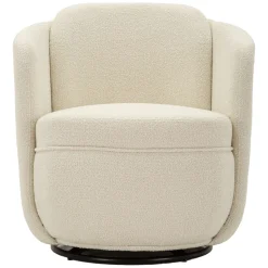 Poltrona Bianco Crema Nero Base Girevole Braccioli 70x72x75h cm, Materiale Struttura in Legno Nobilitato - Morond