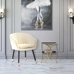 Poltrona Bianco oro Braccioli Materiale Struttura in Tessuto 62x58x78h cm, Colore Struttura oro - Cachi