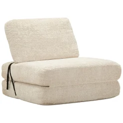 Poltrone > Dmora Poltrona Reclinabile Trasformabile in Letto, Rivestimento in Tessuto Bouclè 31x31x97h cm, Materiale Struttura in Tessuto - Abyane Bianco