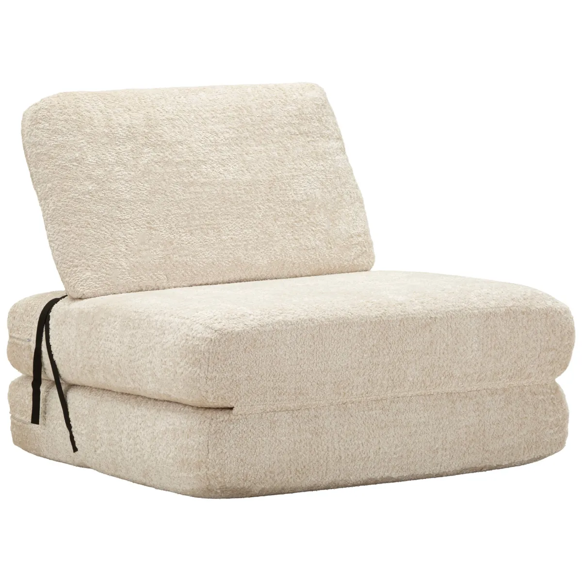 Poltrone > Dmora Poltrona Reclinabile Trasformabile in Letto, Rivestimento in Tessuto Bouclè 31x31x97h cm, Materiale Struttura in Tessuto - Abyane Bianco