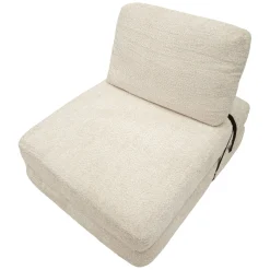 Poltrone > Dmora Poltrona Reclinabile Trasformabile in Letto, Rivestimento in Tessuto Bouclè 31x31x97h cm, Materiale Struttura in Tessuto - Abyane Bianco