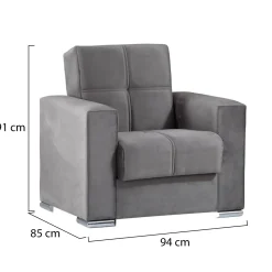 Poltrone|Salotto > Dmora Poltrona compatta in tessuto con molle grigia - Bacoli Grigio