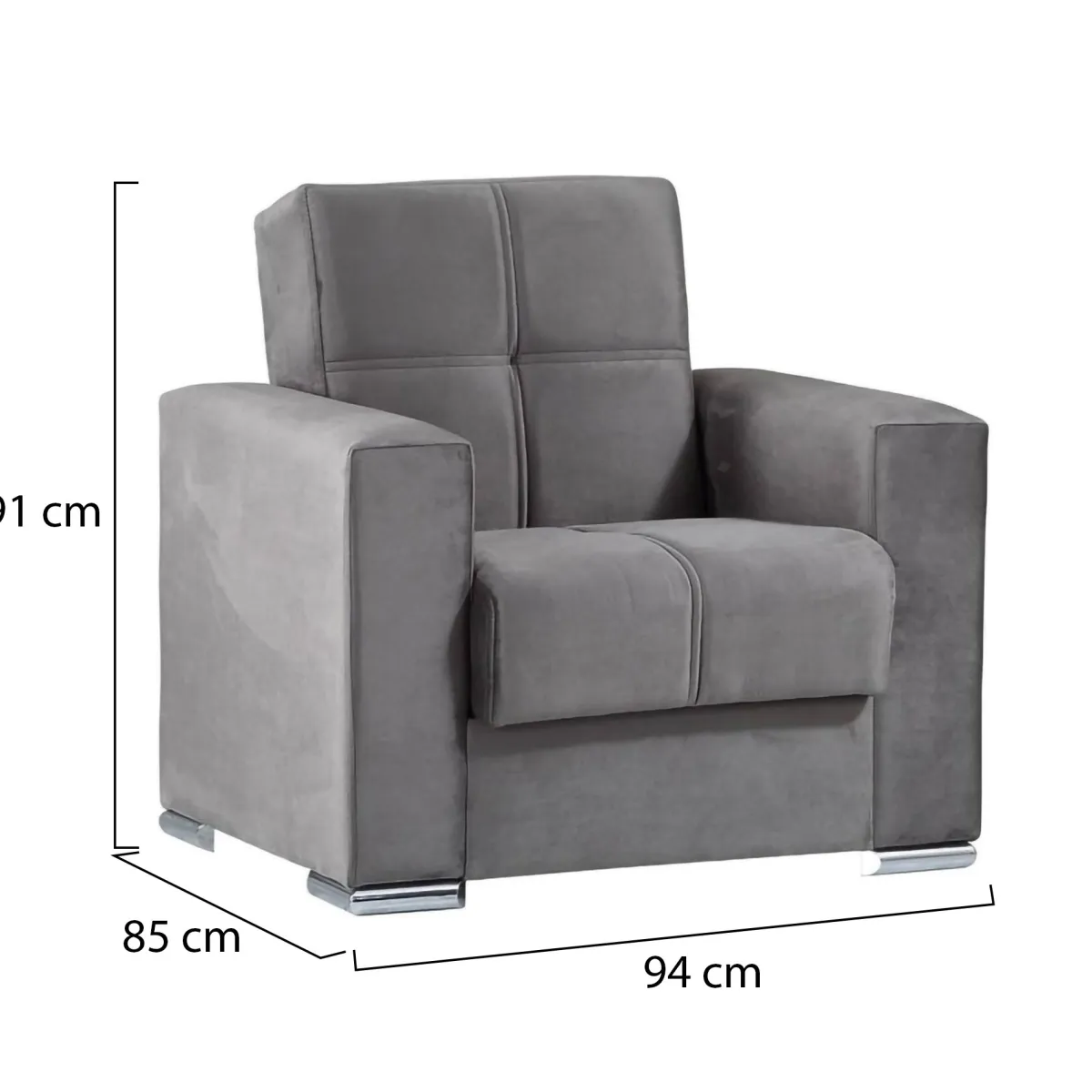 Poltrone|Salotto > Dmora Poltrona compatta in tessuto con molle grigia - Bacoli Grigio