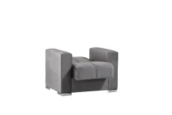 Poltrone|Salotto > Dmora Poltrona compatta in tessuto con molle grigia - Bacoli Grigio