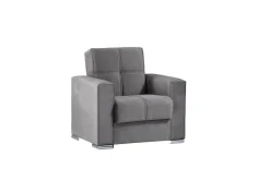 Poltrone|Salotto > Dmora Poltrona compatta in tessuto con molle grigia - Bacoli Grigio