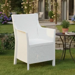 Poltrona da Esterno Bianco Braccioli 60x53 cm, Cuscini Inclusi Made in Italy - Wanless