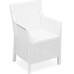 Poltrona da Esterno Bianco Braccioli 60x53 cm, Cuscini Inclusi Made in Italy - Wanless