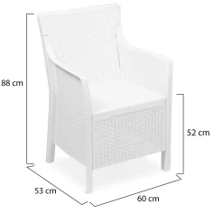Poltrona da Esterno Bianco Braccioli 60x53 cm, Cuscini Inclusi Made in Italy - Wanless