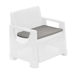 Poltrona da Esterno Bianco Braccioli 72x66 cm, Cuscini Inclusi - Rho