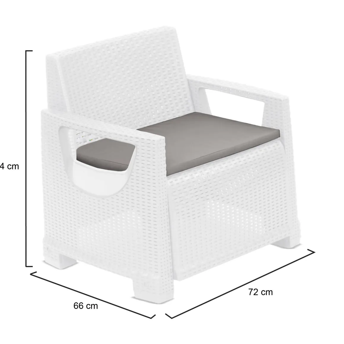 Poltrona da Esterno Bianco Braccioli 72x66 cm, Cuscini Inclusi - Rho