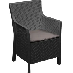 Poltrona da Esterno Nero Antracite Braccioli 60x53 cm, Cuscini Inclusi Made in Italy - Wanless