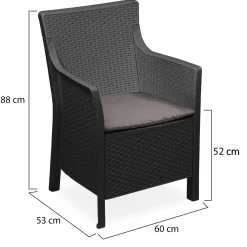 Poltrone|Poltrone Da Esterno > Dmora Poltrona da Esterno Braccioli 72x66 cm, Cuscini Inclusi - Gaby Nero Antracite