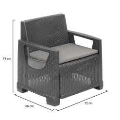 Poltrona da Esterno Nero Antracite Braccioli 72x66 cm, Cuscini Inclusi - Rho