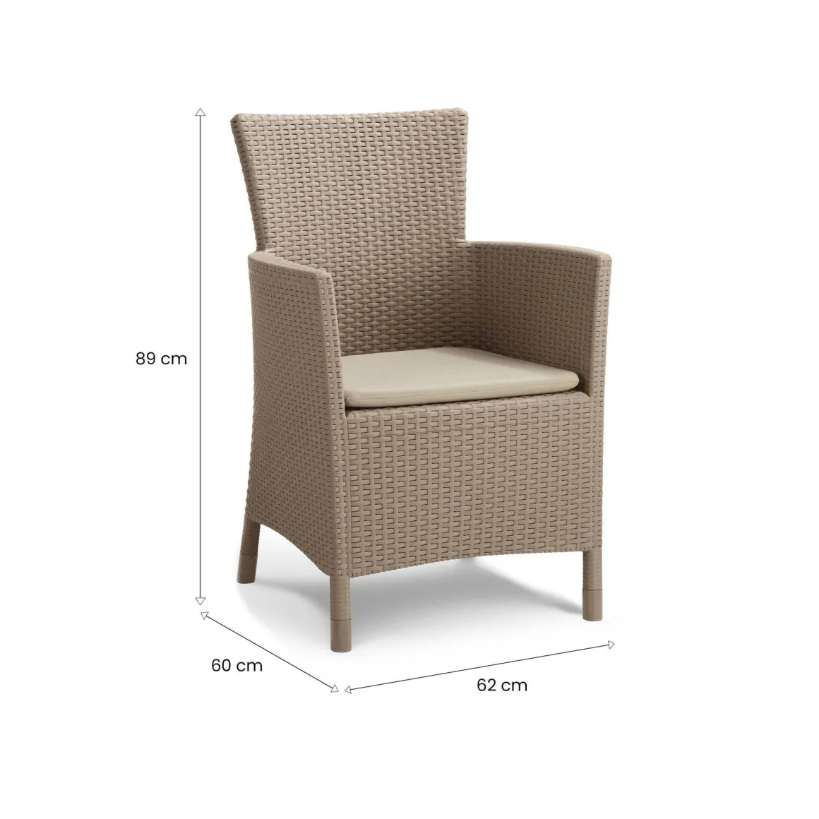 Poltrona da esterno Steinbach, 62x60 h89 cm, Tortora