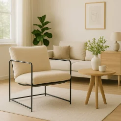 Salotto > Dmora Poltrona design in metallo e tessuto - Appare Bianco