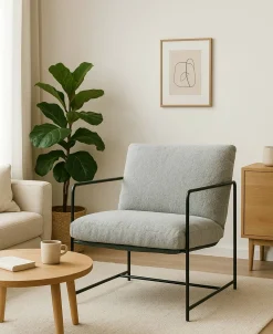 Salotto > Dmora Poltrona design in metallo e tessuto - Appare Marrone