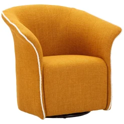 Poltrone > Dmora Poltrona Giallo Senape Nero Base Girevole Braccioli 84x66x80h cm, Materiale Struttura in Metallo - Toamas Nero, Giallo Senape