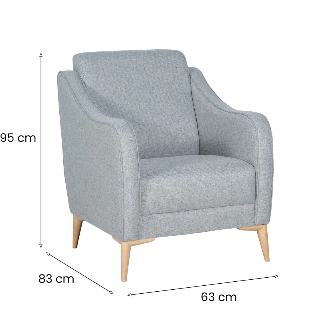 Poltrona Grigio Chiaro Marrone Rovere Braccioli, Peso Supportato 80 kg - Propata