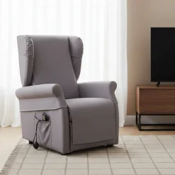 Poltrone|Poltrone Relax > Dmora Poltrona Sfoderabile Reclinabile 75x84x107h cm, Braccioli Made in Italy - Treia Grigio Chiaro