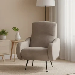 Poltrona Grigio Tortora Braccioli Peso Supportato 90 kg 70x100x98h cm, Materiale Struttura in Legno Made in Italy - Lasnigo