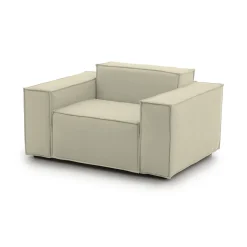Poltrone|Poltroncine > Dmora Poltrona in legno massello e tessuto con braccioli - Leonia Beige