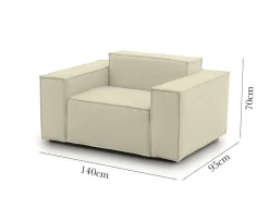 Poltrone|Poltroncine > Dmora Poltrona in legno massello e tessuto con braccioli - Leonia Beige