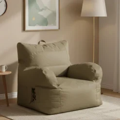 Poltrone|Poltroncine > Dmora Poltrona in poliestere con braccioli - Ossidiana Beige