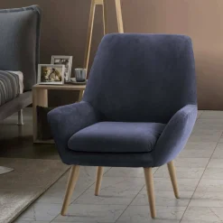 Poltrona in poliestere con braccioli blu - Anido