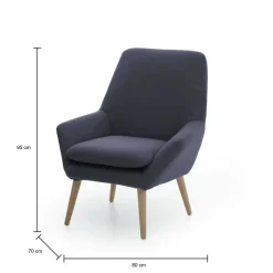 Poltrona in poliestere con braccioli blu - Anido