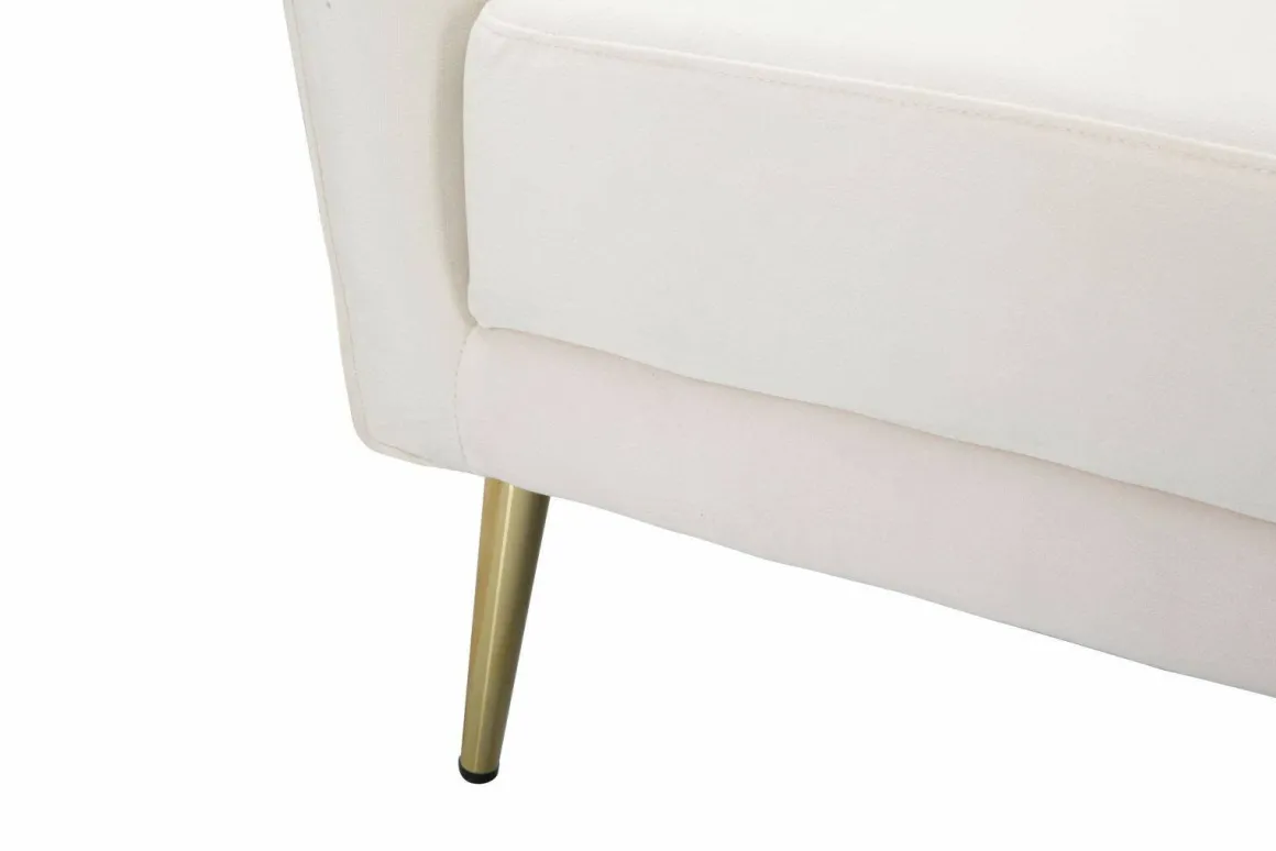 Poltrona in poliestere con braccioli crema e oro - Foster