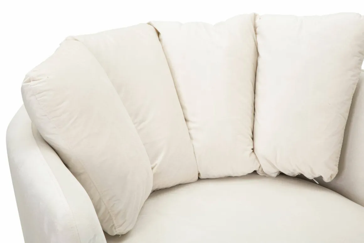 Poltrona in poliestere con braccioli crema e oro - Foster