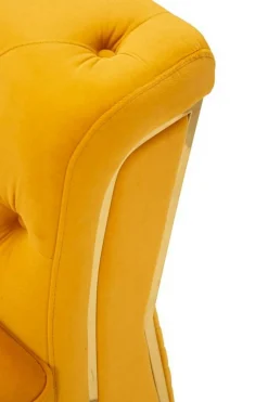 Poltrona in poliestere con braccioli ocra e oro - Gabbiano
