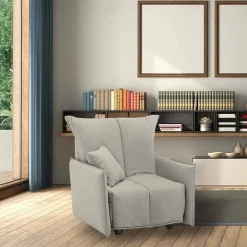 Poltrona in poliestere sfoderabile con braccioli beige - Atlantis