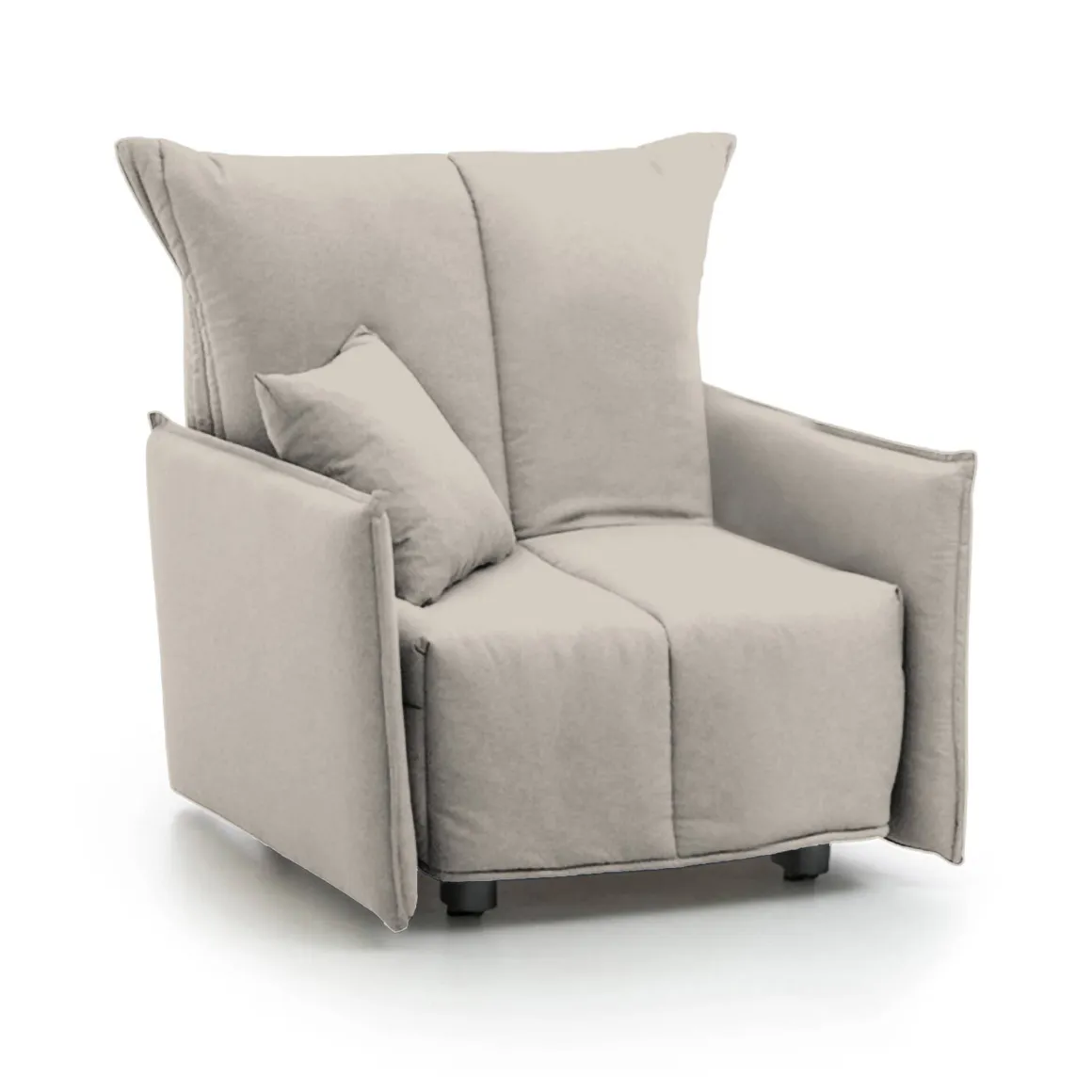Poltrona in poliestere sfoderabile con braccioli beige - Atlantis