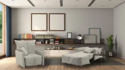Poltrona in poliestere sfoderabile con braccioli beige - Atlantis