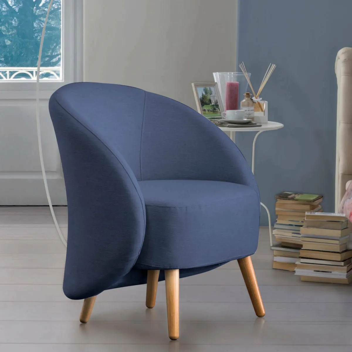 Poltrone|Poltroncine > Dmora Poltrona in tessuto - Alla Blu