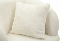 Poltrone|Poltroncine > Dmora Poltrona in tessuto con braccioli bianca e oro - Landi Oro, Bianco