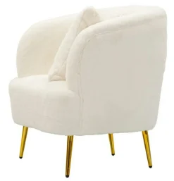 Poltrone|Poltroncine > Dmora Poltrona in tessuto con braccioli bianca e oro - Landi Oro, Bianco