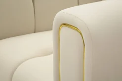 Poltrona in tessuto con braccioli crema e oro - Madama