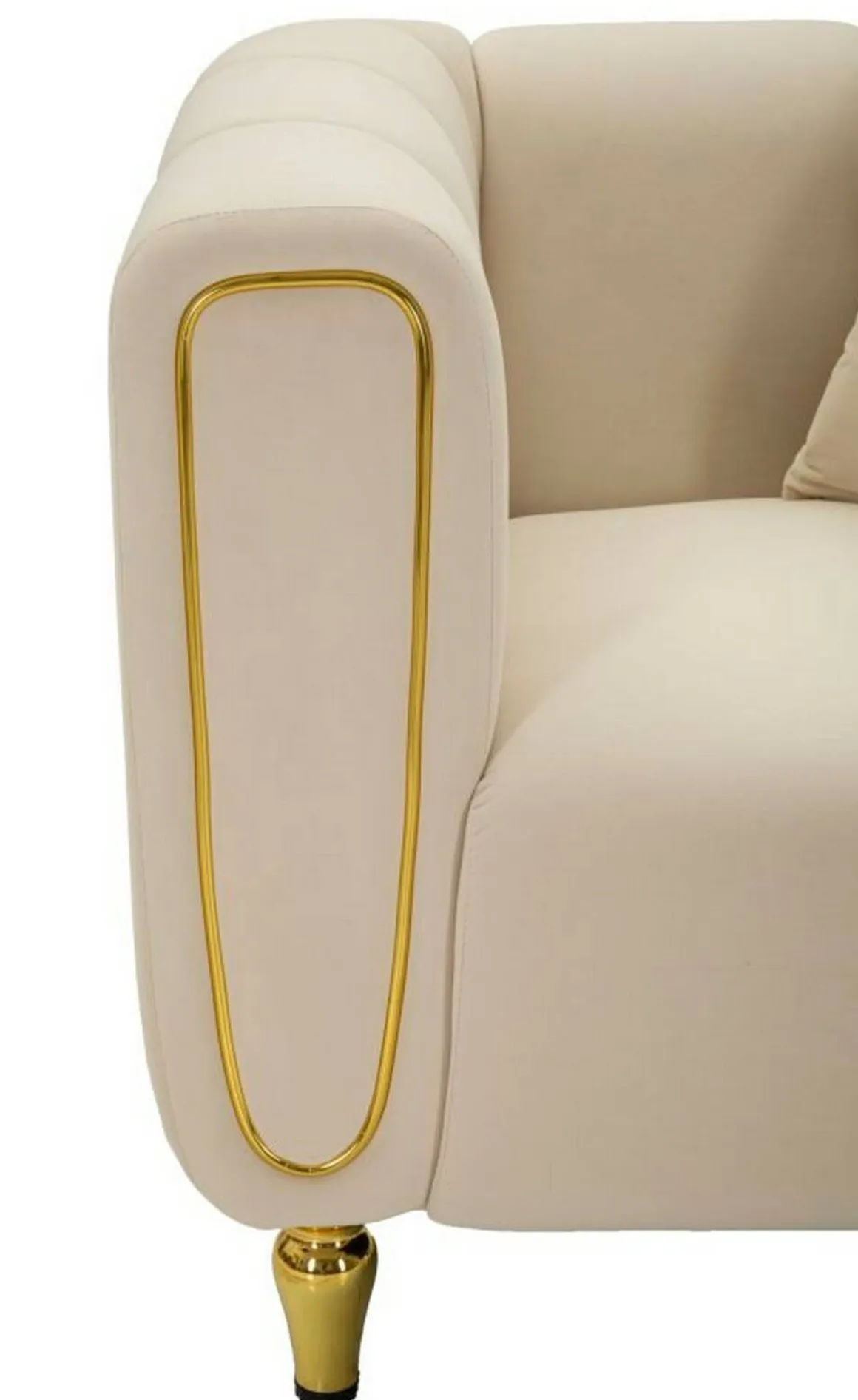 Poltrona in tessuto con braccioli crema e oro - Madama