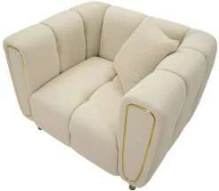 Poltrona in tessuto con braccioli crema e oro - Madama