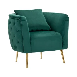 Poltrona in tessuto con braccioli verde - Prampolini