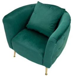 Poltrona in tessuto con braccioli verde - Prampolini