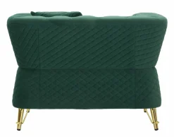 Poltrone|Poltroncine > Dmora Poltrona in tessuto con braccioli verde e oro - Gabbiano Oro, Verde