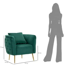 Poltrona in tessuto con braccioli verde - Prampolini