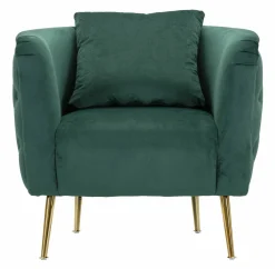 Poltrona in tessuto con braccioli verde - Prampolini