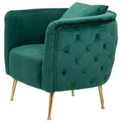 Poltrona in tessuto con braccioli verde - Prampolini
