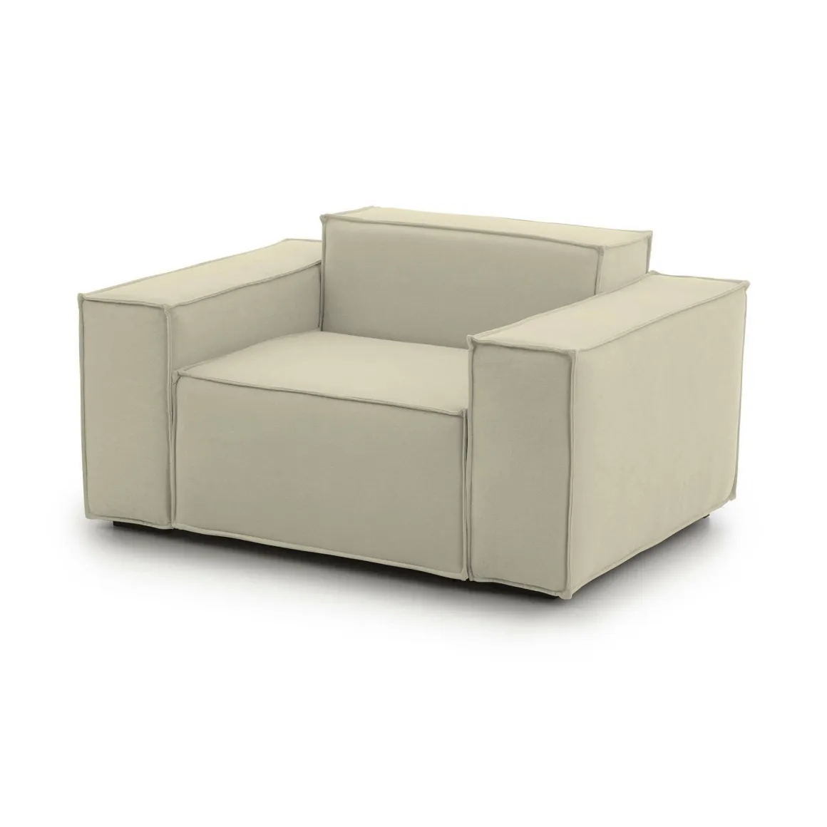 Poltrona in tessuto e legno con braccioli beige - Rodonite